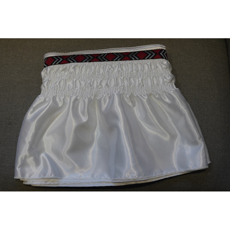 Polysatin Valance, White, with Red Diamond Edge