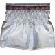 Polysatin Valance, White, with Red Swirl Pattern