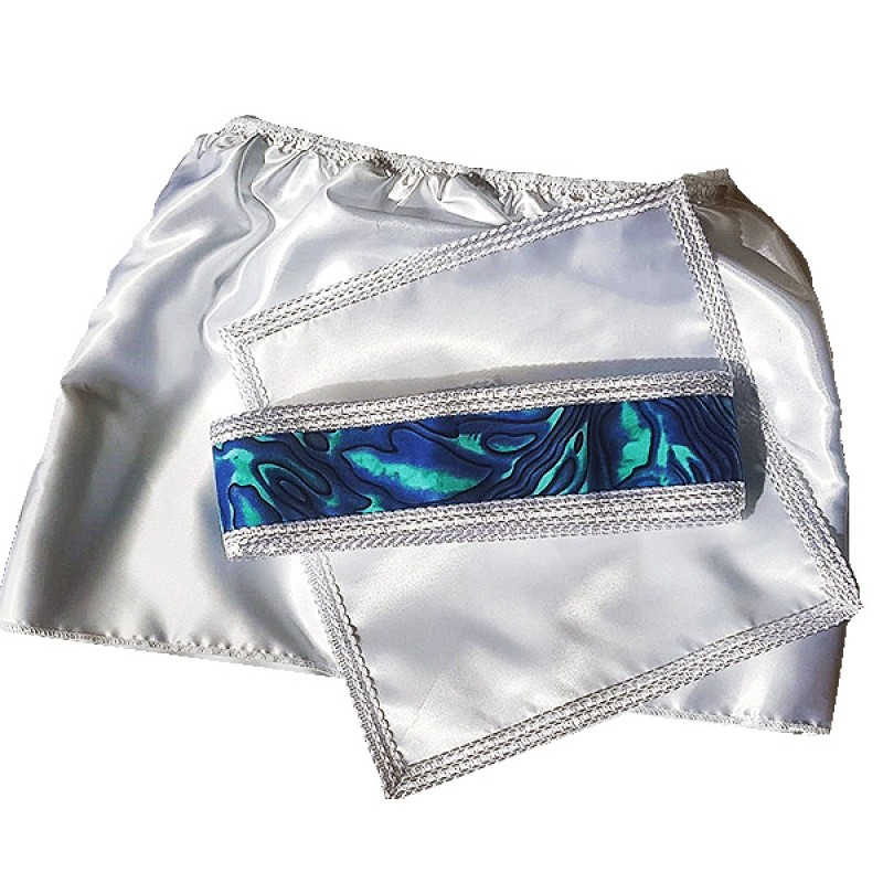 Polysatin Valance White with Paua Trim