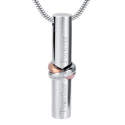 Together Forever Stainless Steel Cylinder Pendant