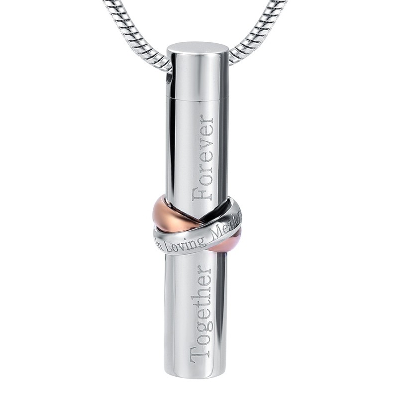 Together Forever Stainless Steel Cylinder Pendant