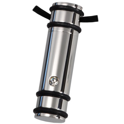 Striped Cylinder Pendant with Crystal