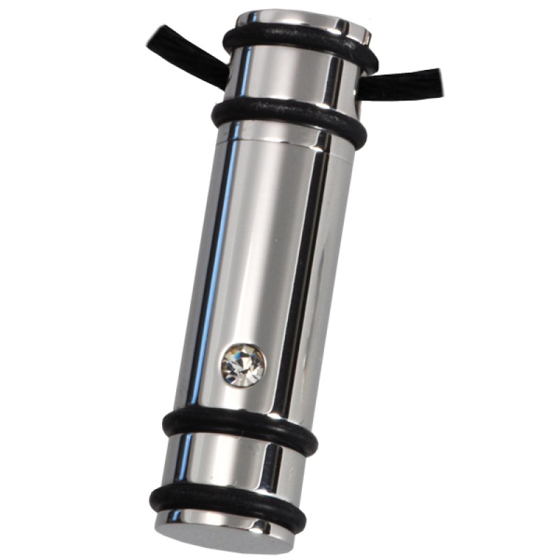 Striped Cylinder Pendant with Crystal