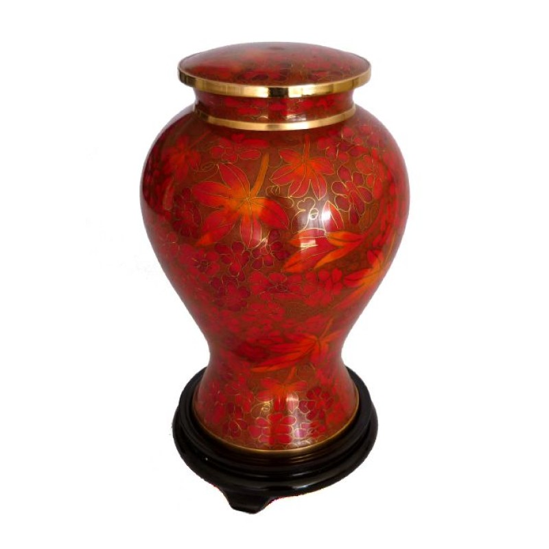 Cloisonne Autumn Leaves Urn