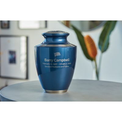 Trinity Moonlight Blue Metal Urn