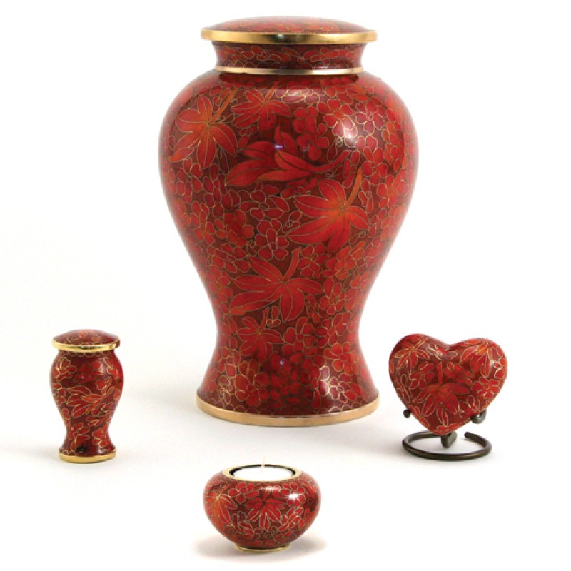 Cloisonne Autumn Leaves Urn